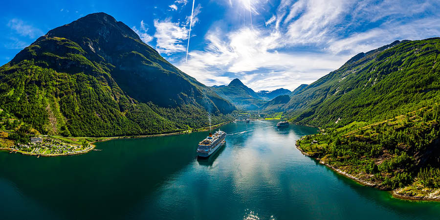 Cruising across the peaceful Geirangerfjord