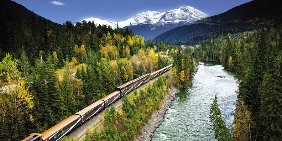 Gazing at scenery on the renowned Rocky Mountaineer